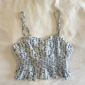 W.A.P.G. Floral Blue and White Matching Set- Top and Skirt